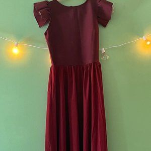 Maroon Midi Dress with Capsleeves (Small)